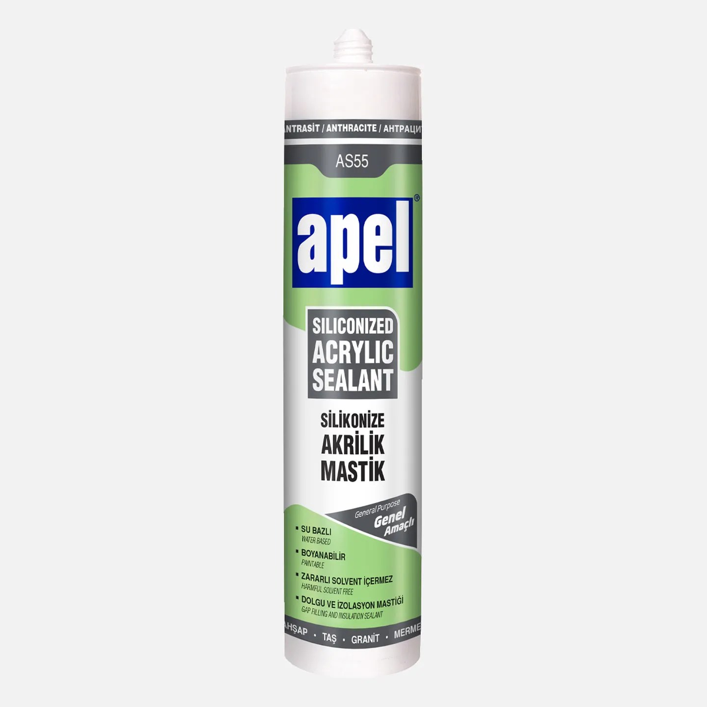 Apel AS55 Silikonize Akrilik Mastik Antrasit 500 g