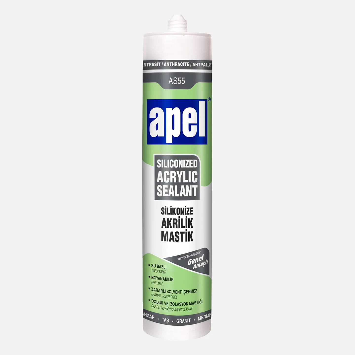 Apel AS55 Silikonize Akrilik Mastik Gri 500 g